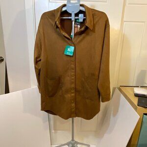 Well Worn Faux Suede Button Shacket Brown XL – NWT
